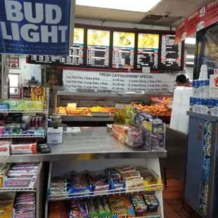 a display of food items