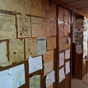 a wall of old papers