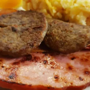 The dry cracked sausage patties.