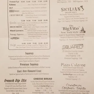 Menu as of 6/28/17