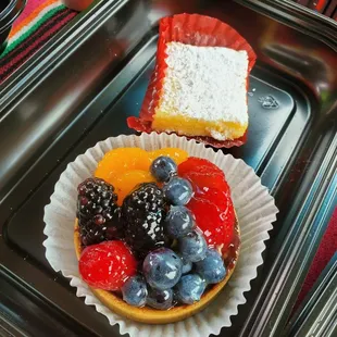 fruit tart and lemon bar