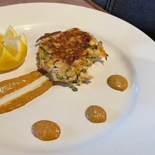 Crab cake was really good.