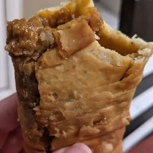 Close up on fried burrito