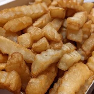 Large order of French fries in a box
