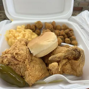 2 piece white with Mac and okra.