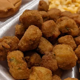 Close up on fried okra