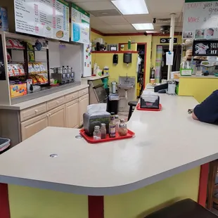 the counter and seating area