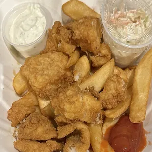 Fish &amp; Chips &amp; 1/2 container of coleslaw.