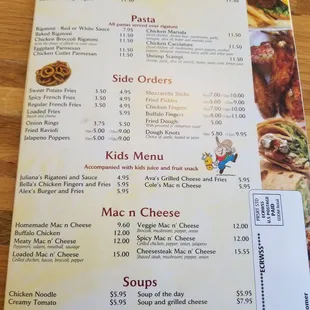 the menu