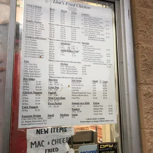 a menu in a window