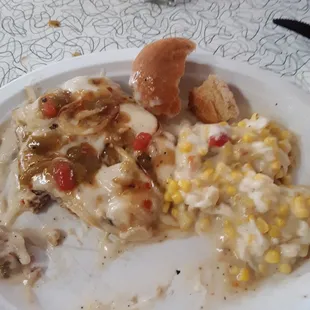 Chicken fried steak with sauteed onions and green chili. Pretty tasty.