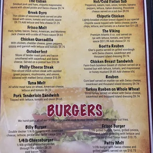 Decent menu selection