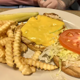 Chicken Sandwich with added cheese.