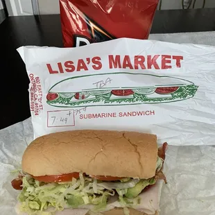 Turkey, avocado, and bacon sandwich.