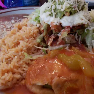 Deluxe tostada and chili relleno