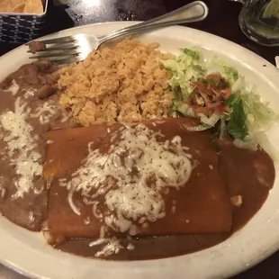 2 cheese enchiladas with extra onions inside combo plate!
