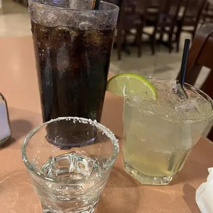 A 1800 shot lime margarita and Dr Pepper