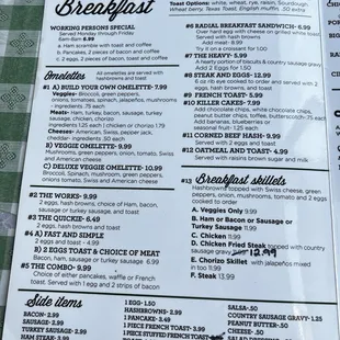 Breakfast menu