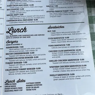 Radial specialties and Lunch menu
