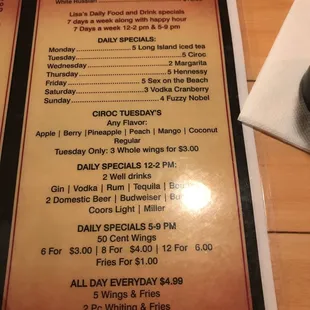 menu