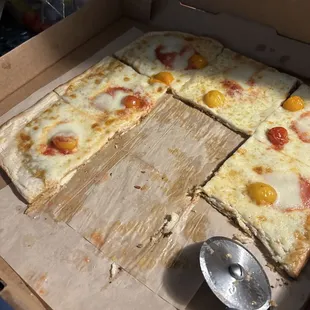 cheese with 1/2 cherry tomato