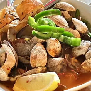 Local Fresh Clams, herbed white wine sauce and Crostini