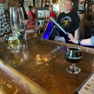 The crew letting me join in on a shot!