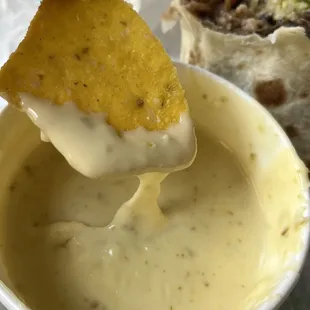 Queso before it solidifies.