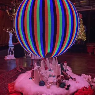 Holiday decor as you walk into lit