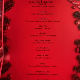 Holiday menu