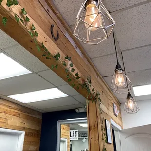 a light fixture hanging from the ceiling