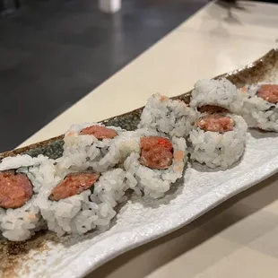 Sad looking Spicy Tuna Roll - $10