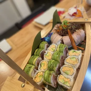 sashimi, sushi, sushi and sashimi, food