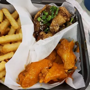 Korean on top and Hot Buffalo below