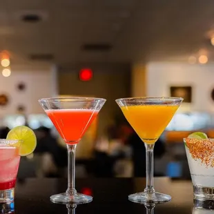 three different cocktails