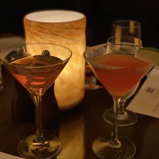 Peach Cosmo and Watermelon Margarita