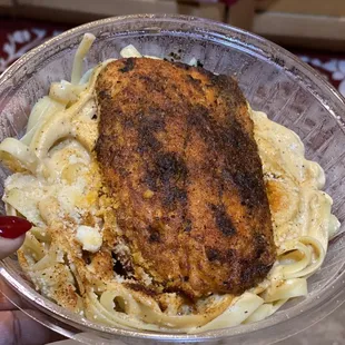 Blackened Salmon Fettuccine Bowl