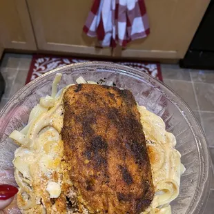 Blackened Salmon Fettuccine Bowl