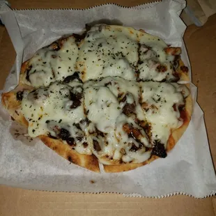 Mikkey Halsted Pizza - includes Love Crust, Marinara, Grilled BBQ Jerked Steak and Chicken, Mozzarella Cheese