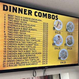 Dinner Combo Menu