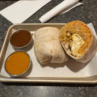 Chilaquiles burrito with chicken instead of carnitas