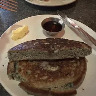 Blue Corn pancake on weekend brunch menu