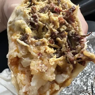 Brisket breakfast burrito
