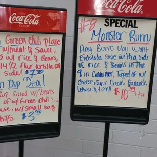 Specials on the board