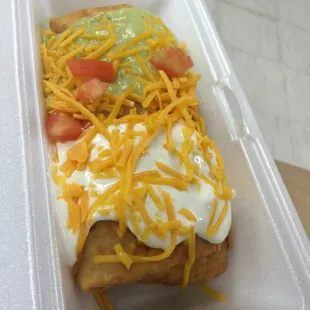 Chicken chimichanga, about $7