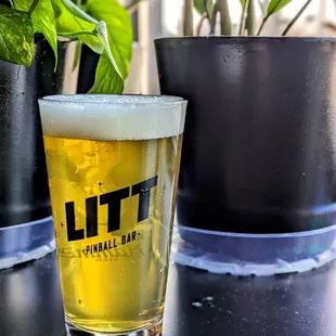 a glass of litt