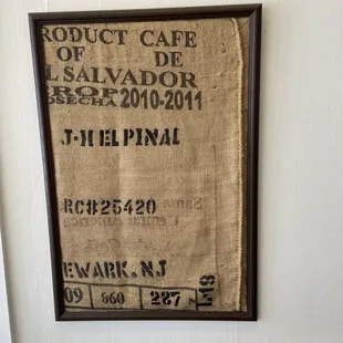 neat to see the coffee bean bags