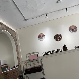 The artist's workspace, hidden behind the half-wall