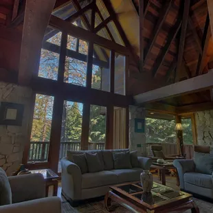 Great room at the Little Ahwahnee Inn, sit and relax enjoy the fireplace and talk about your days adventure in Yosemite.