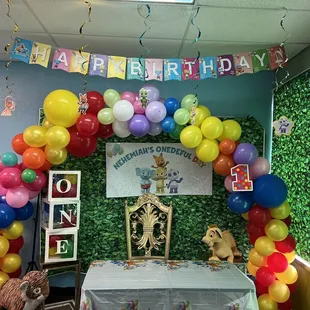 Party decorations. We provided the decorations. She set up beautifully.